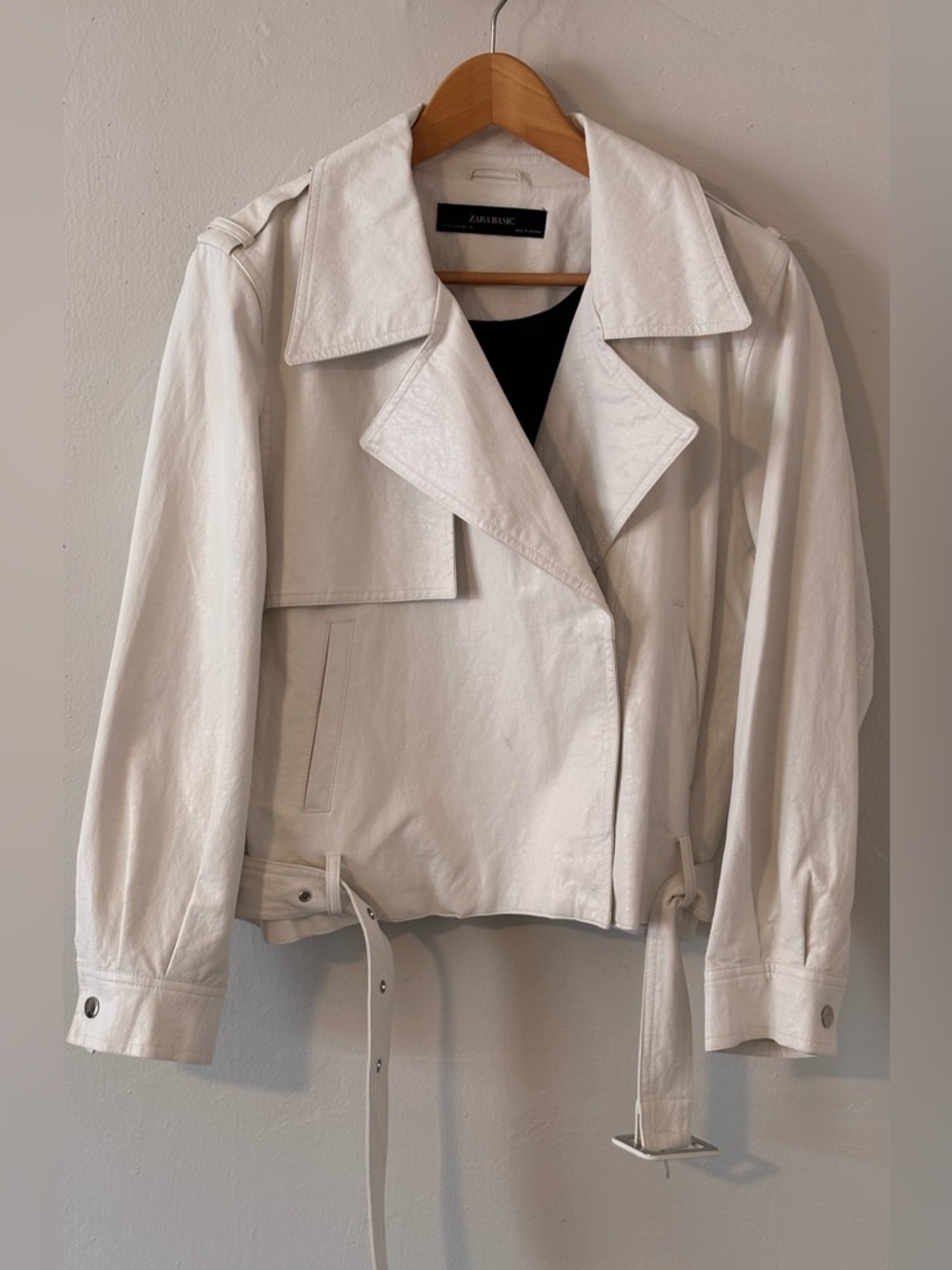 Zara Off White Lightweight Faux Leather Jacket Size M - Picture 3 of 16